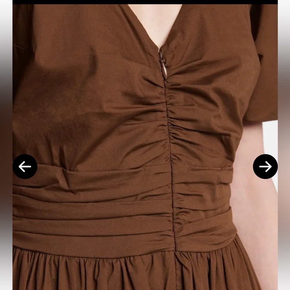NWT Staud Greta Cotton Poplin Midi Dress Size O , Brown - Picture 7 of 12